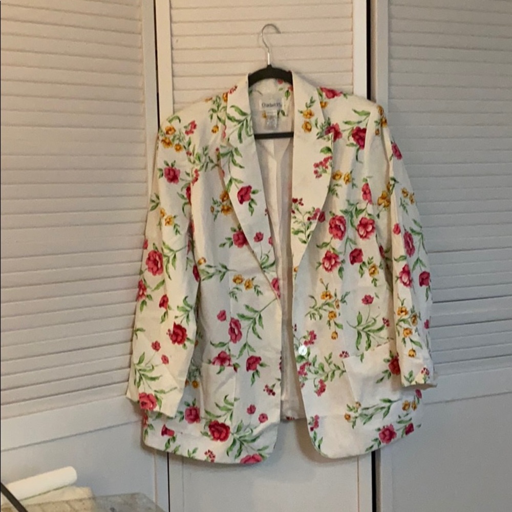 Floral jacket on white background